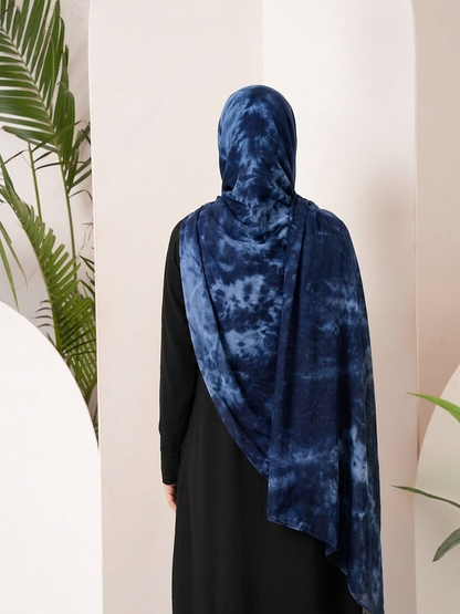 Modal Tie Dye Hijab - Navy