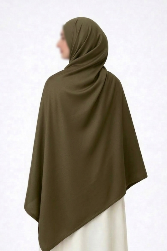 Army Green Cotton Rayon Hijab – Extra Large, Soft & Breathable