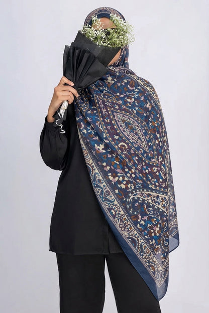 Navy Paisley Print Modal Hijab