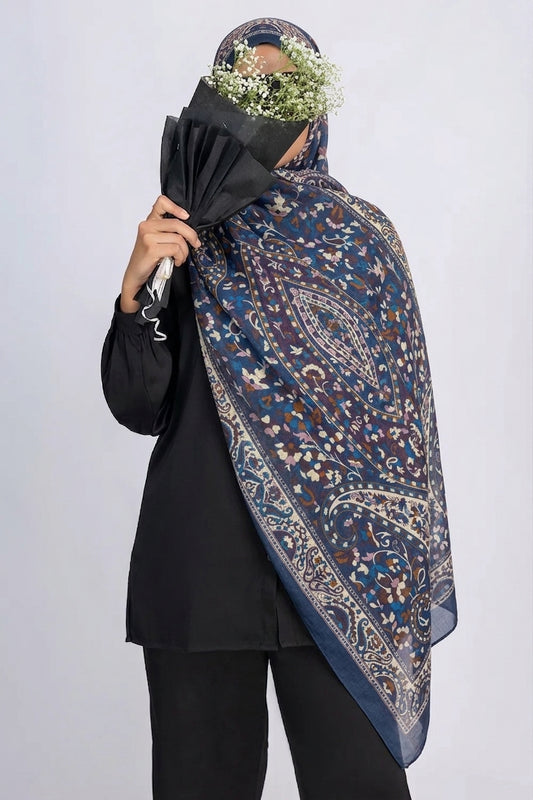 Navy Paisley Print Modal Hijab