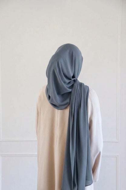Premium Chiffon Hijab - Steel Blue