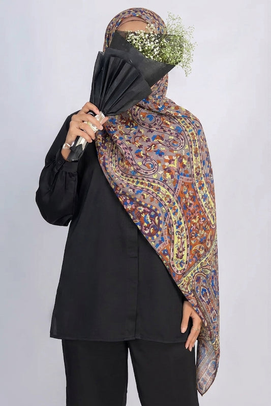 Mocha Paisley Modal Hijab