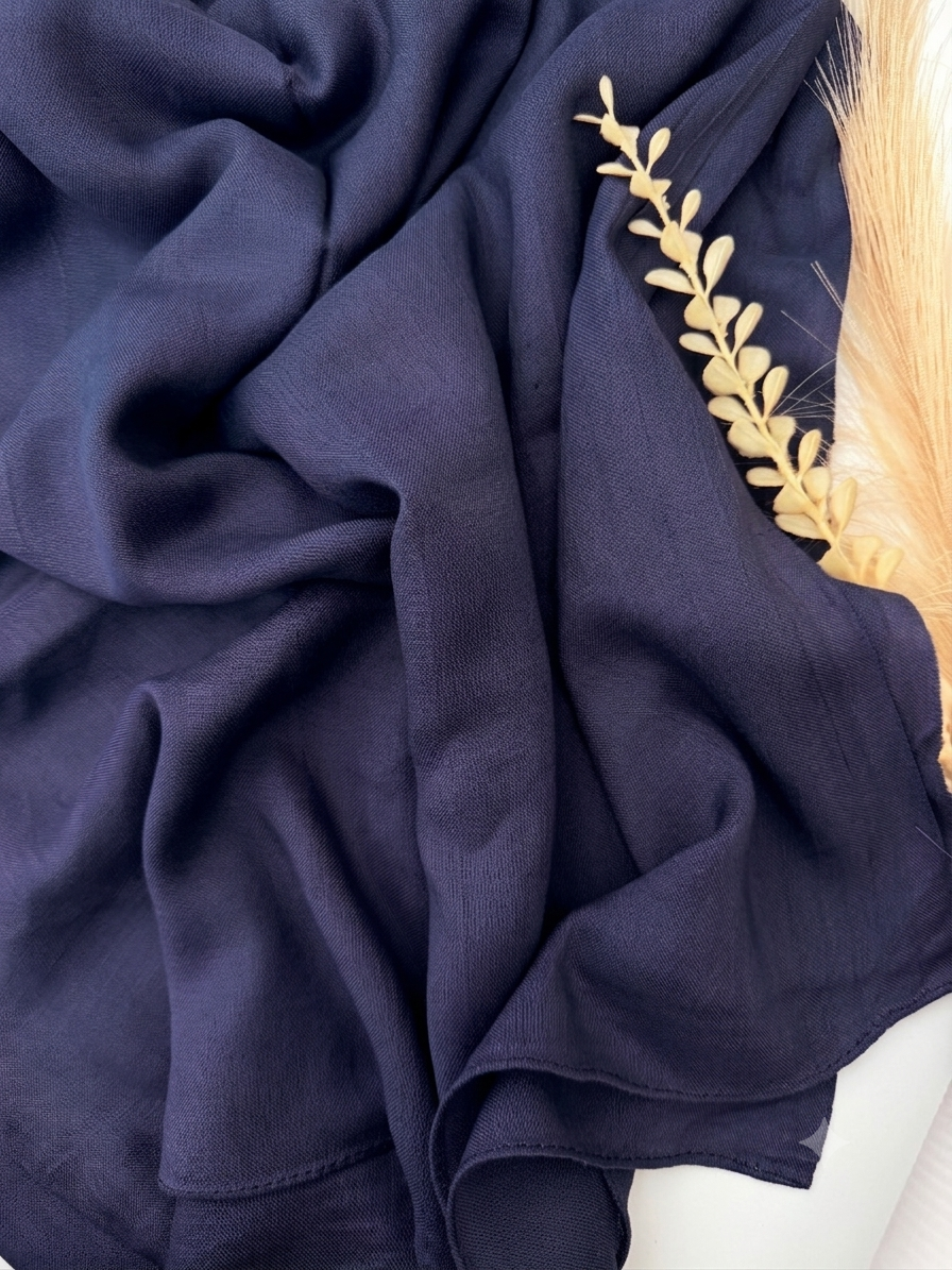 Dark Navy Cotton Rayon Hijab – Extra Large, Soft & Breathable