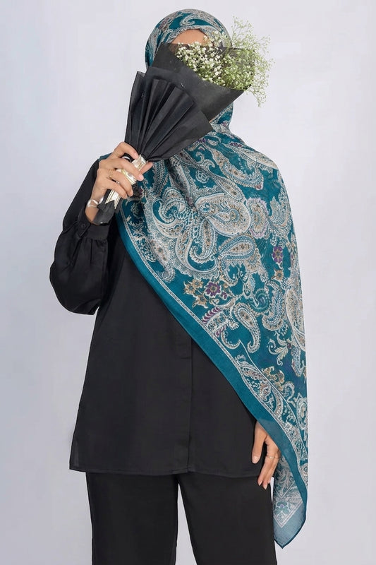 Teal Paisley Modal Hijab
