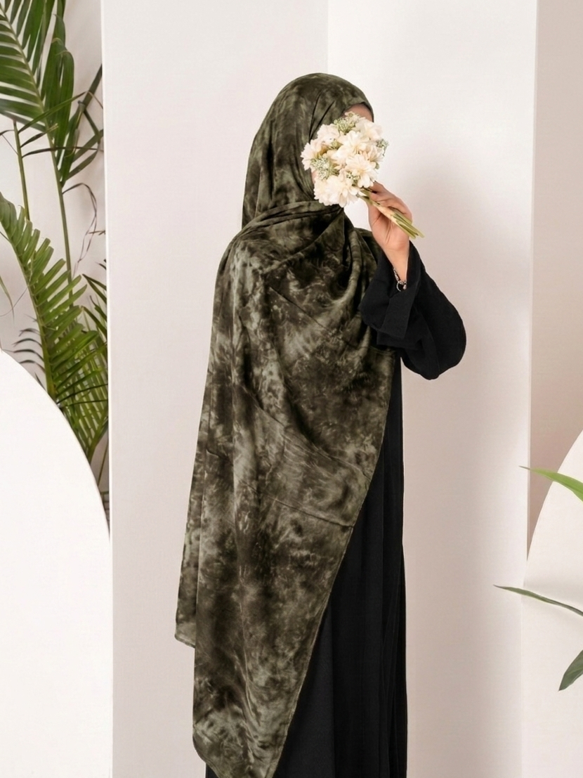Modal Tie Dye Hijab - Khaki