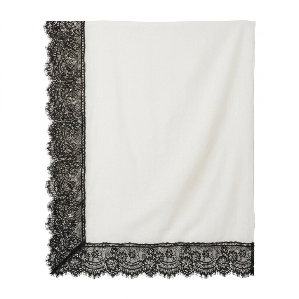 Lace Modal Hijab - White