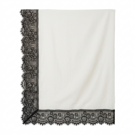 Lace Modal Hijab - White