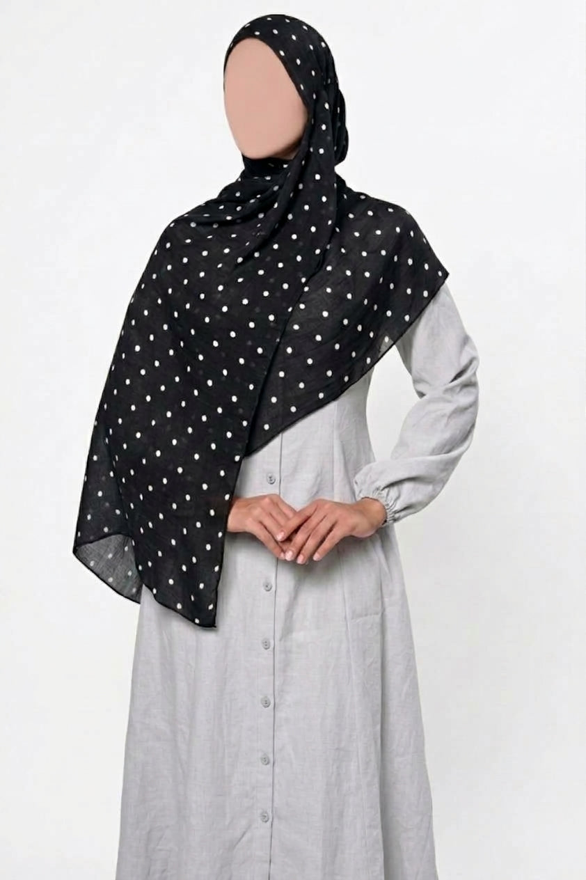 Polka Dot Modal HIjab - Black