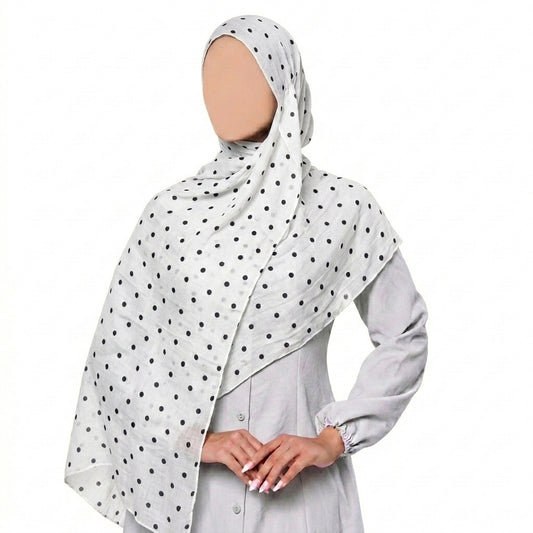 Polka Dot Modal Hijab - White