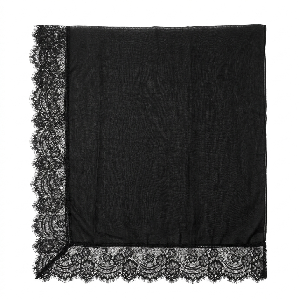 Lace Modal Hijab - Black