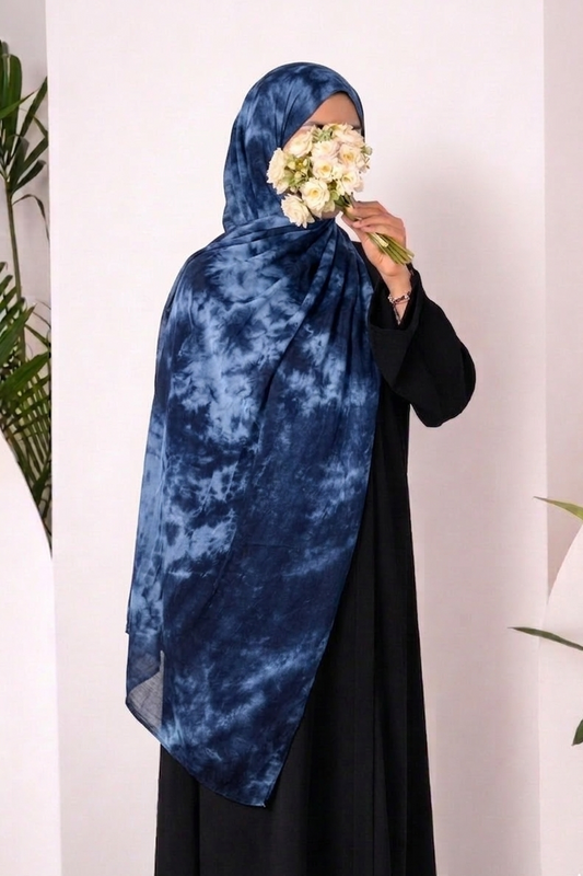 Modal Tie Dye Hijab - Navy