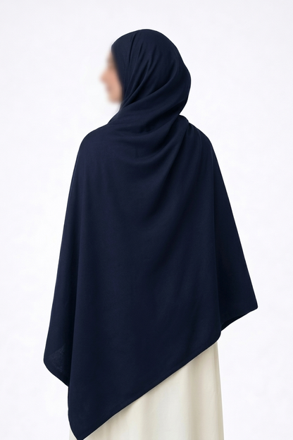 Dark Navy Cotton Rayon Hijab – Extra Large, Soft & Breathable