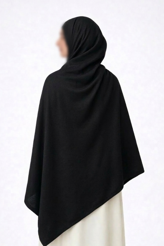Black Cotton Rayon Hijab – Extra Large, Soft & Breathable