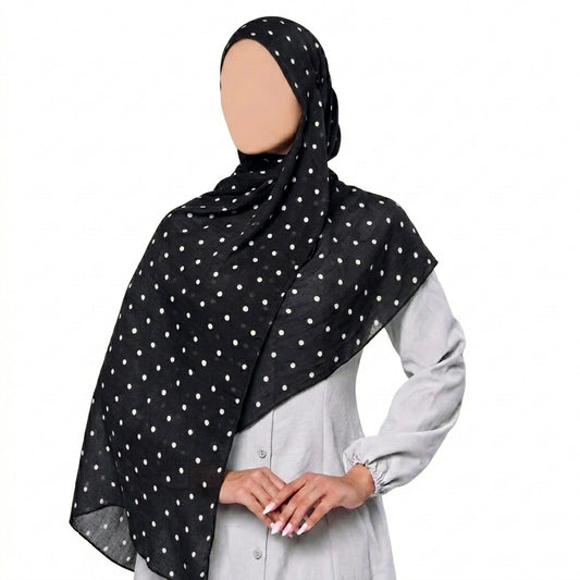 Polka Dot Modal HIjab - Black
