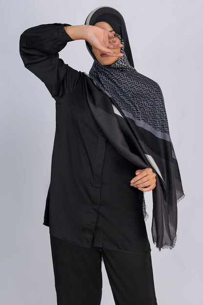 Black Maze Geometric Hijab