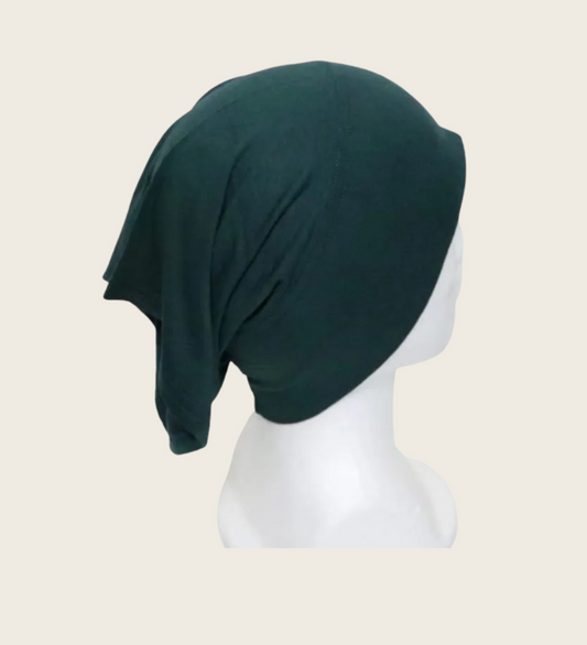 Soft stretch green bamboo hijab tube cap for all-day comfort