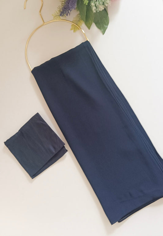 Premium Chiffon Hijab with Matching Cap Set  - Dark Navy