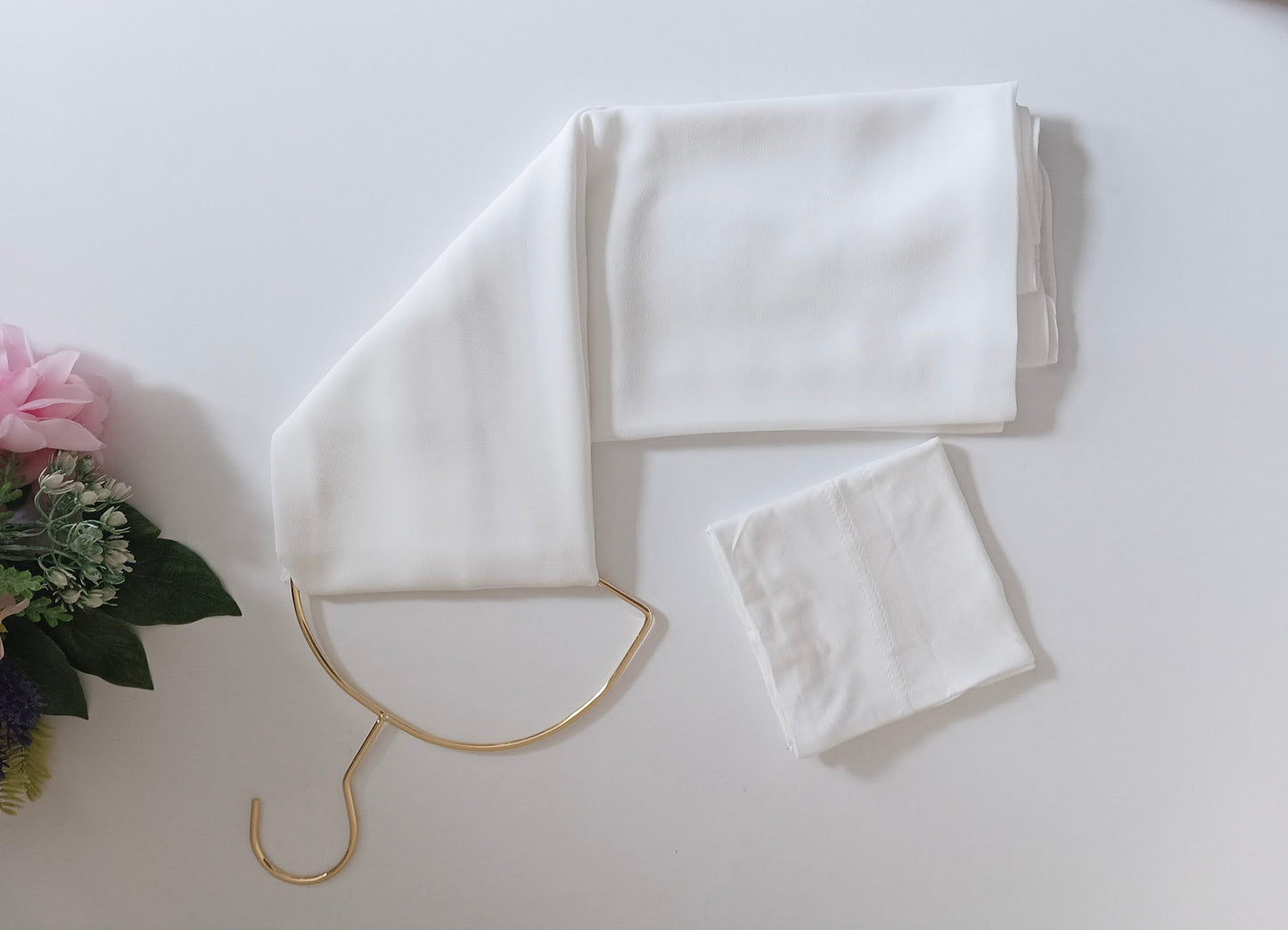Premium Chiffon Hijab with Matching Cap Set  - White