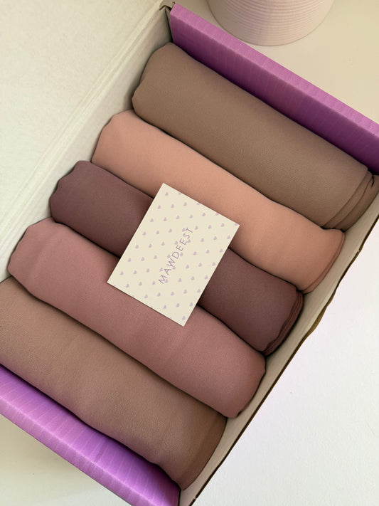 Premium Chiffon Hijab Gift Box- Rose Palette