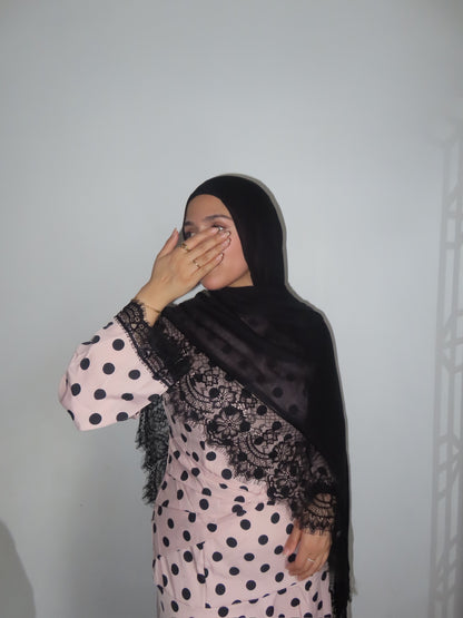 Lace Modal Hijab - Black