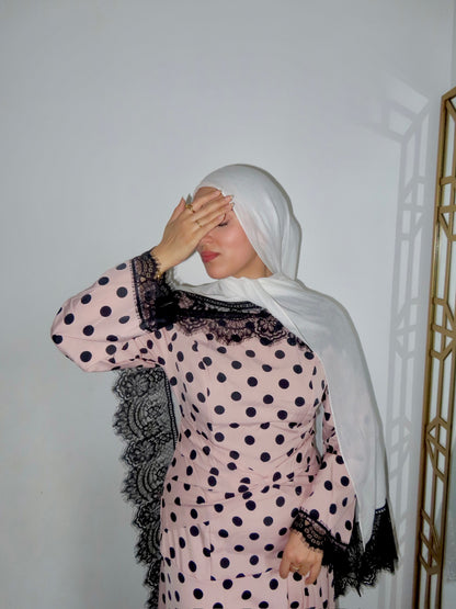 Lace Modal Hijab - White