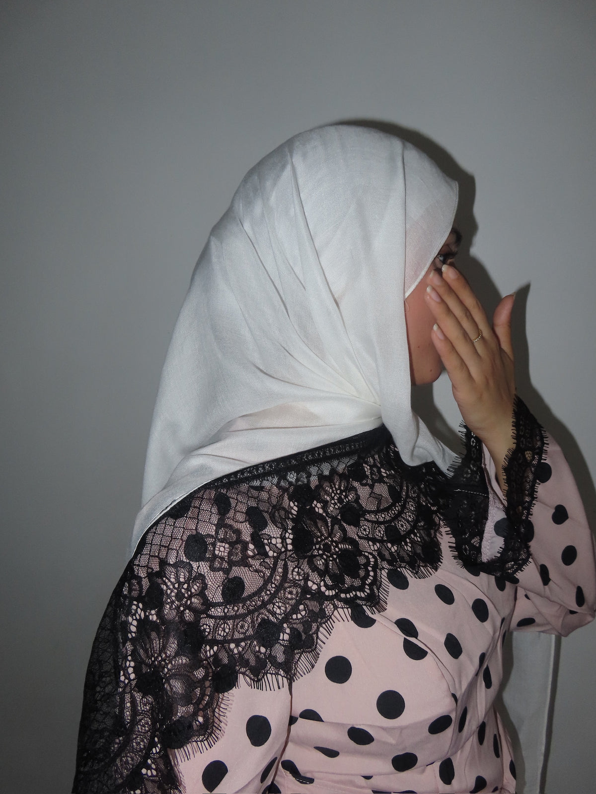 Lace Modal Hijab - White