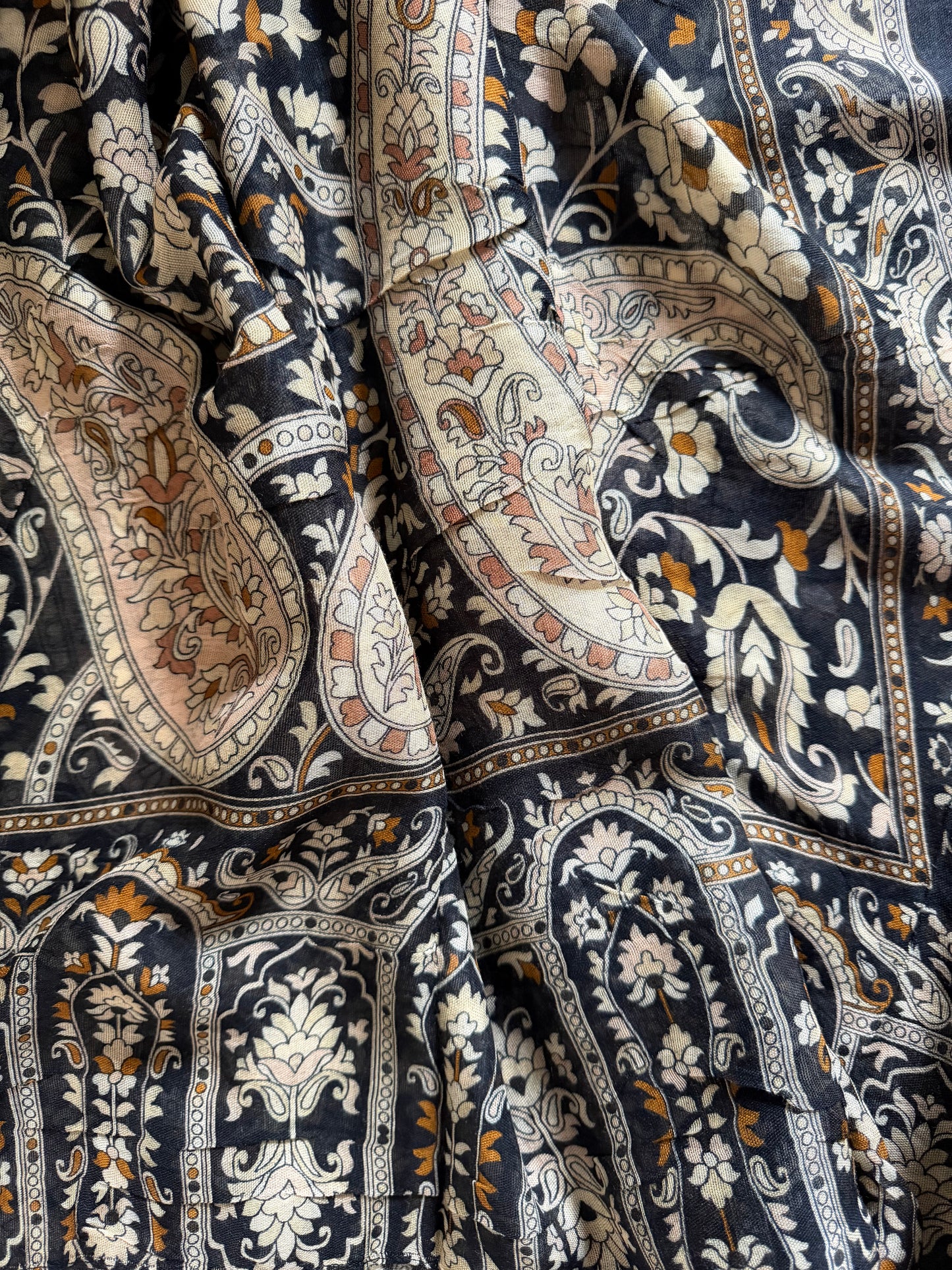Black & Beige Paisley Print Modal Hijab