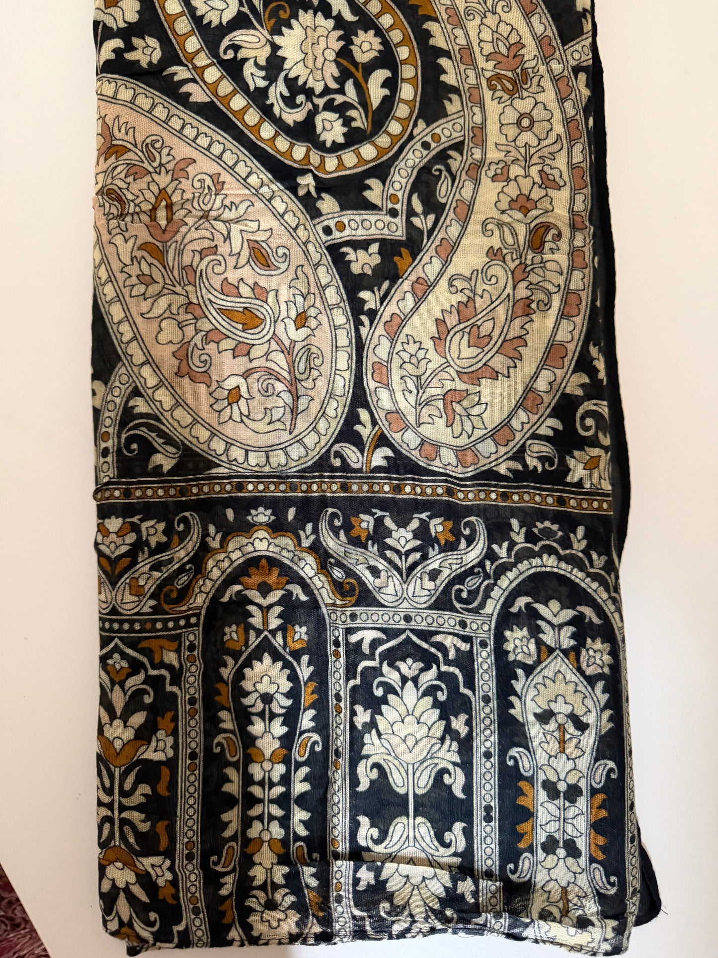 Black & Beige Paisley Print Modal Hijab
