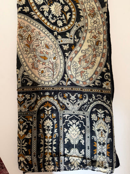 Black & Beige Paisley Print Modal Hijab