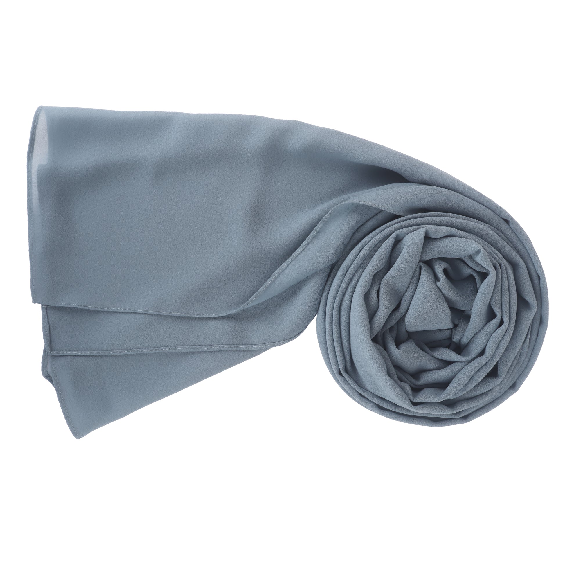 Premium chiffon hijab in Steel Blue – cool, muted blue tone with a soft, airy drape perfect for casual,formal and school outfits