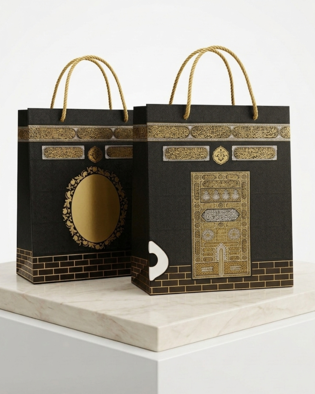 Small Kaba-Inspired Paper Gift Bags – 2 Pack- Black