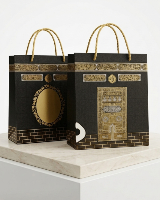 Small Kaba-Inspired Paper Gift Bags – 2 Pack- Black