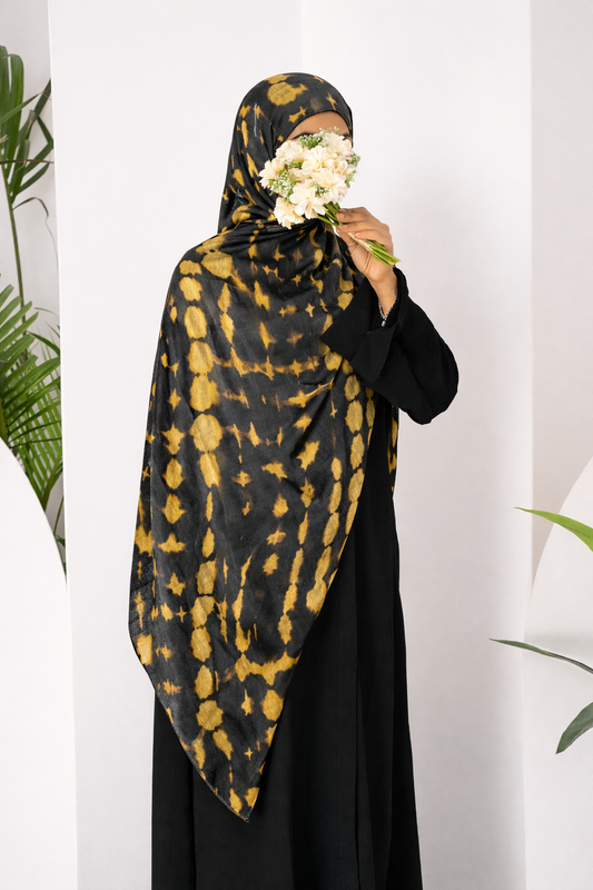 Printed  Modal Hijab - Mustard Ripple