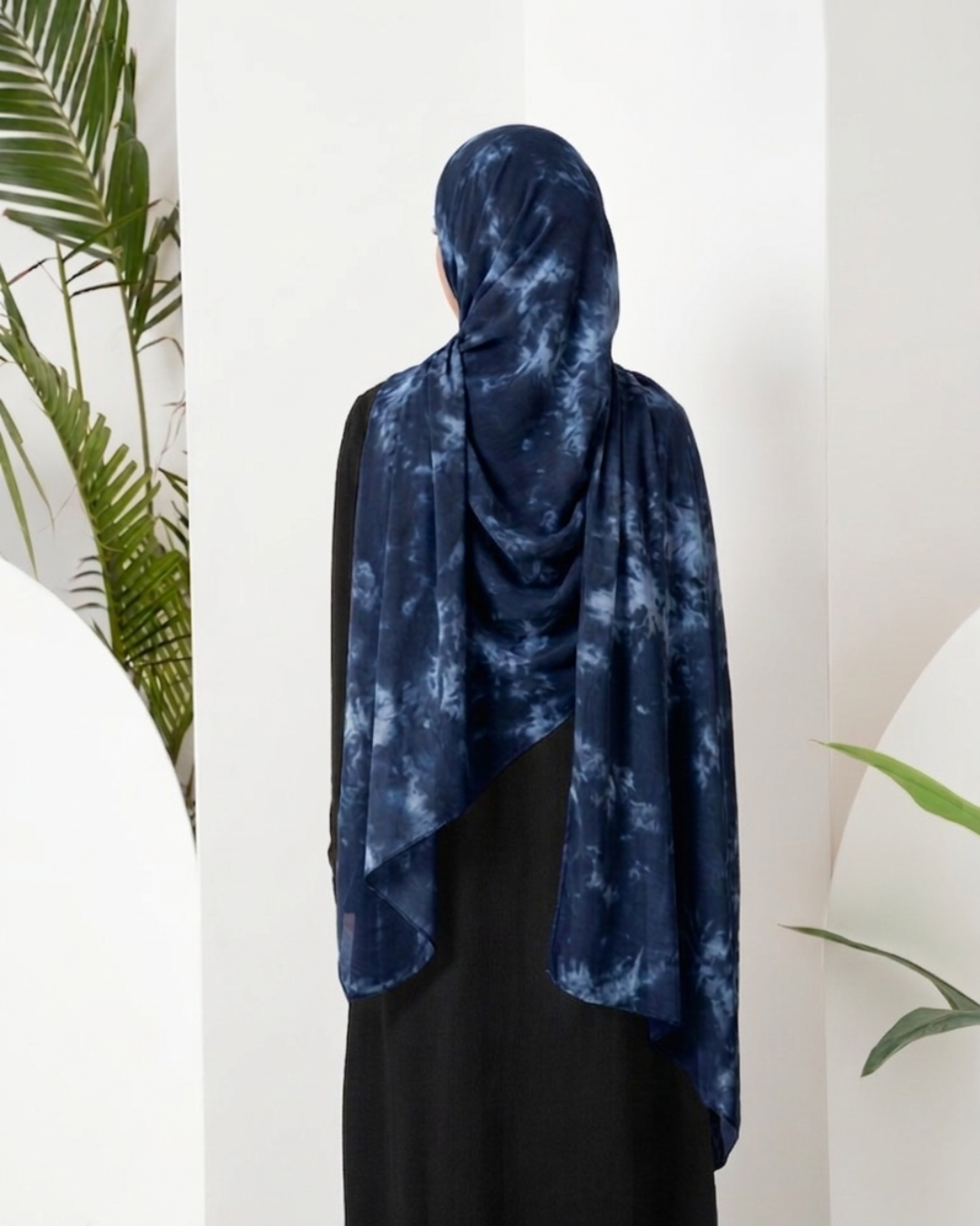 Modal Tie Dye Hijab - Navy