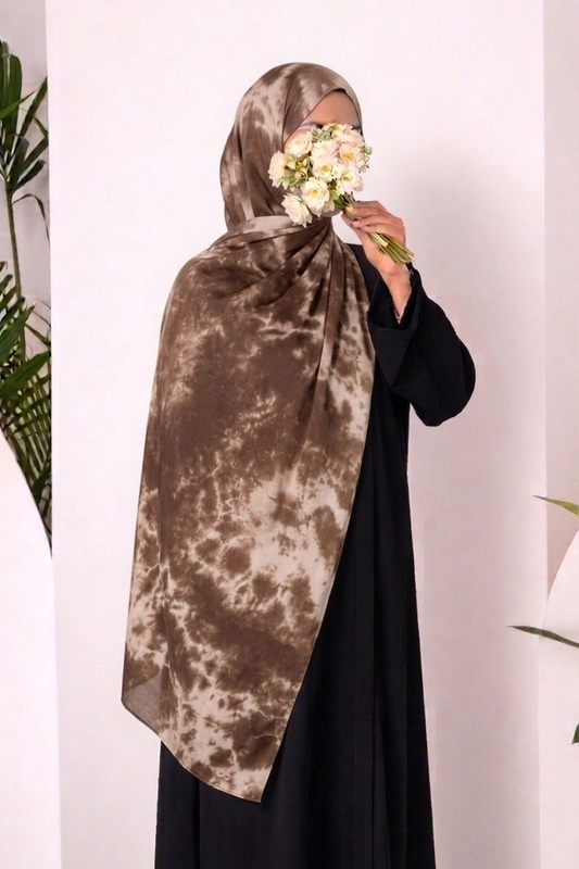 Modal Tie Dye Hijab - Brown