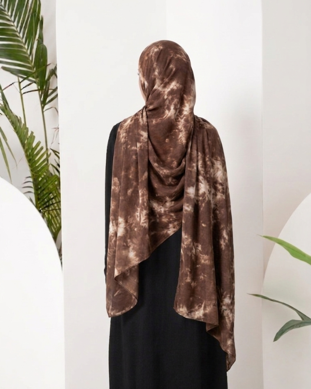 Modal Tie Dye Hijab - Brown