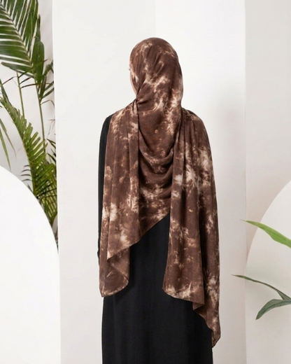 Modal Tie Dye Hijab - Brown