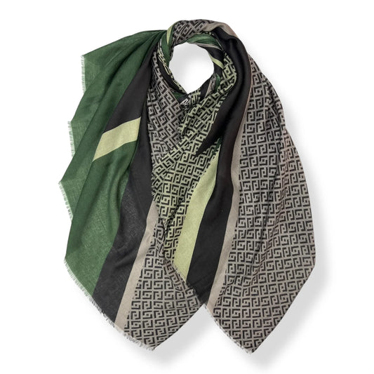 Geometric Print Hijab - Emerald Shadow
