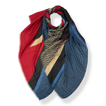 Geometric Print Hijab - Midnight Navy