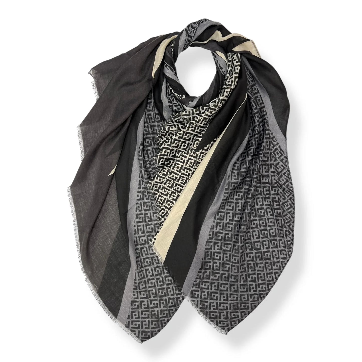 Geometric Print Hijab - Black Maze
