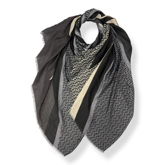 Geometric Print Hijab - Black Maze