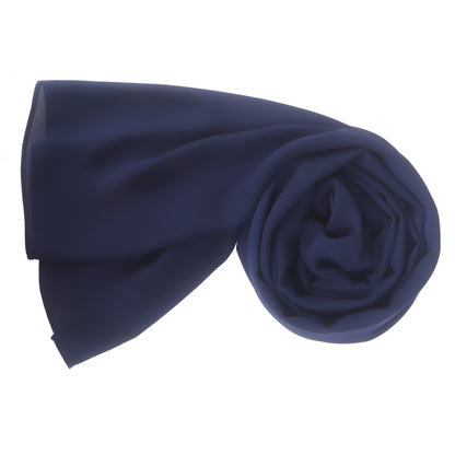 Premium chiffon hijab in Dark Navy – deep, elegant shade with a lightweight, flowing drape perfect for formal and casual wear
