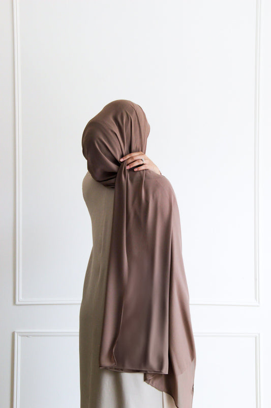 Premium chiffon hijab in Coffee – soft, lightweight, and elegant drape