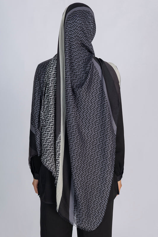 Black Maze Geometric Hijab