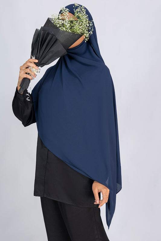 Opaque Chiffon Hijab - Navy
