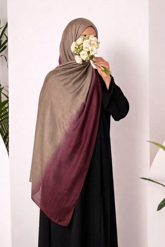 Modal Ombre Hijab - Berry Mocha