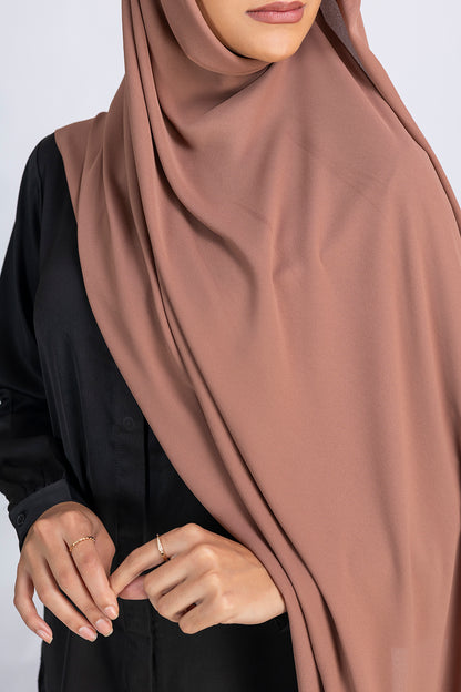 Opaque Chiffon Hijab - Light Brown