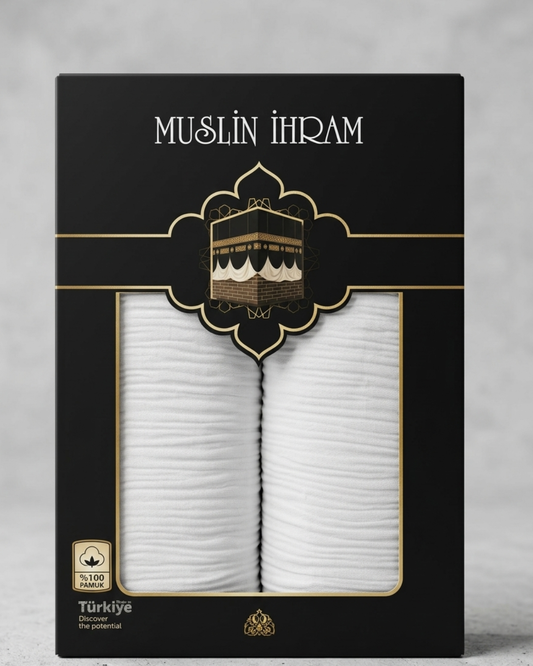 Luxury Muslin Fabric Ihram for Hajj and Umrah - 100% Muslin Cotton, Breathable, Lightweight