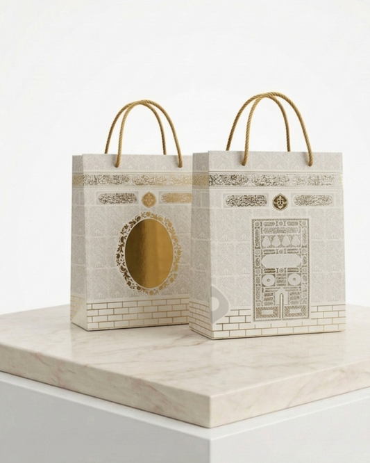 Small Kaba-Inspired Paper Gift Bags – 2 Pack- White