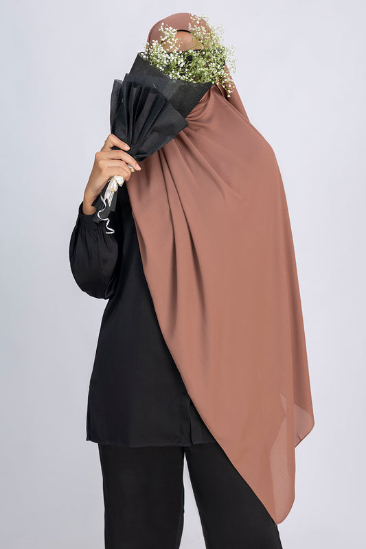 Opaque Chiffon Hijab - Light Brown